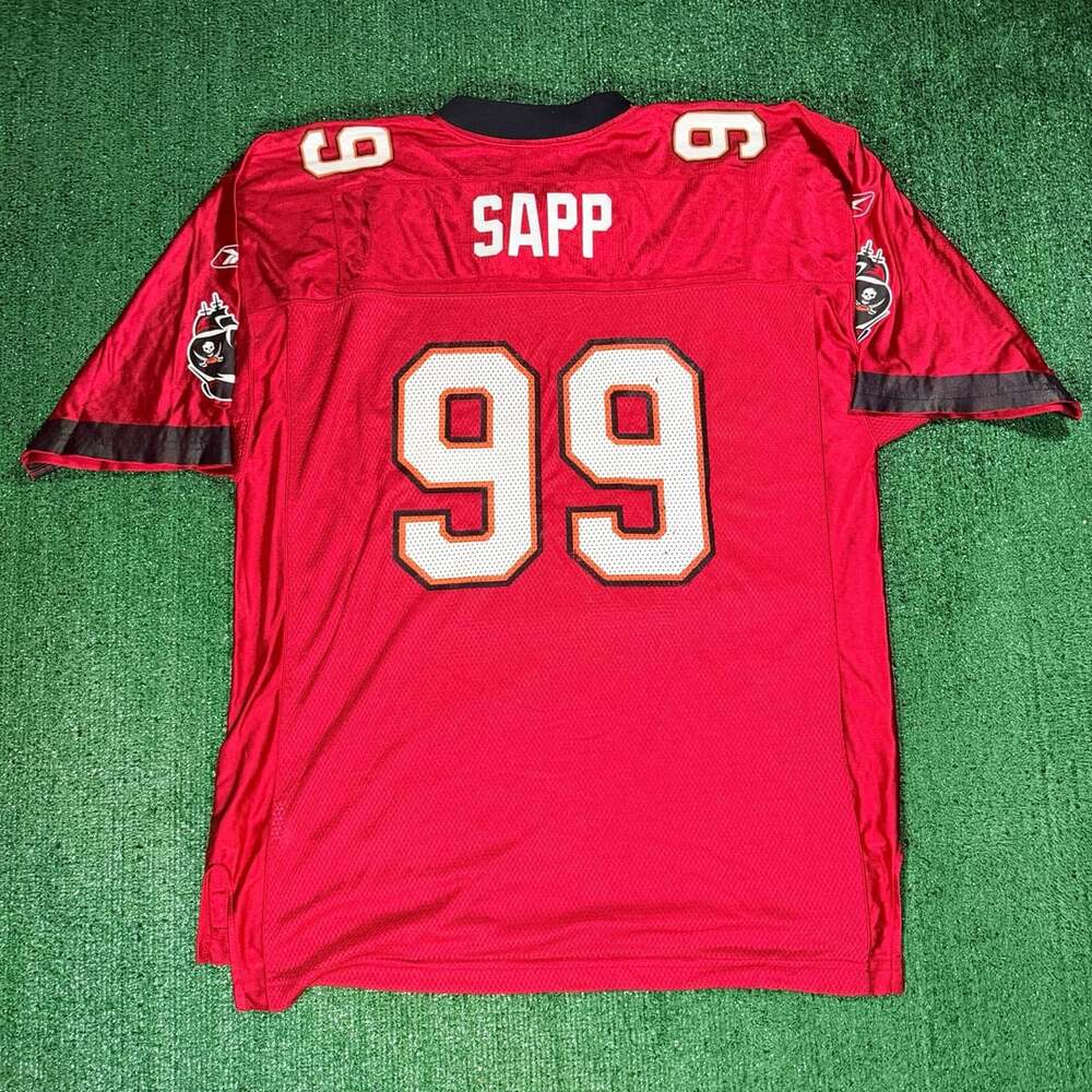 Vintage Reebok Tampa Bay Buccaneers Warren Sapp 99 Football Jersey XL Red
